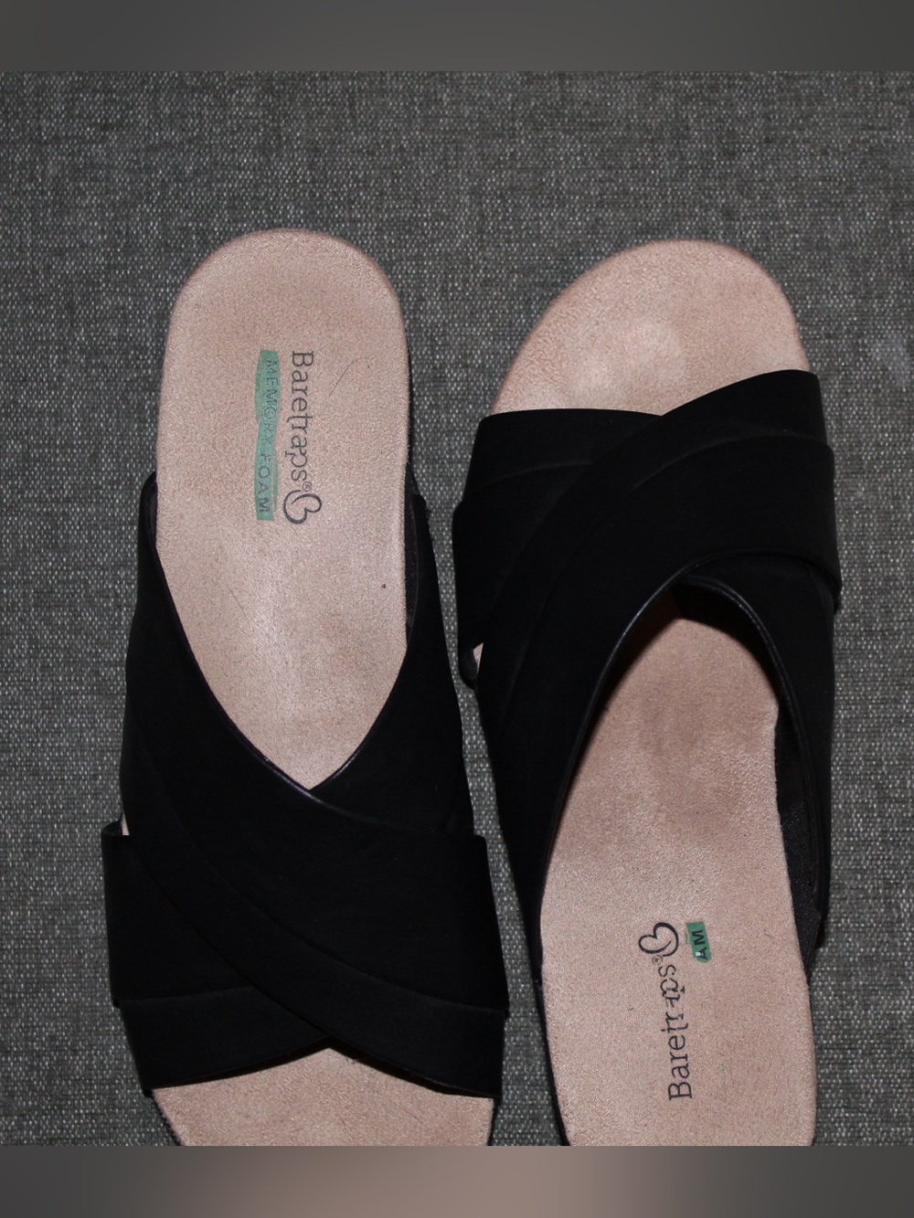 BareTraps Black Crisscross Slide Mules